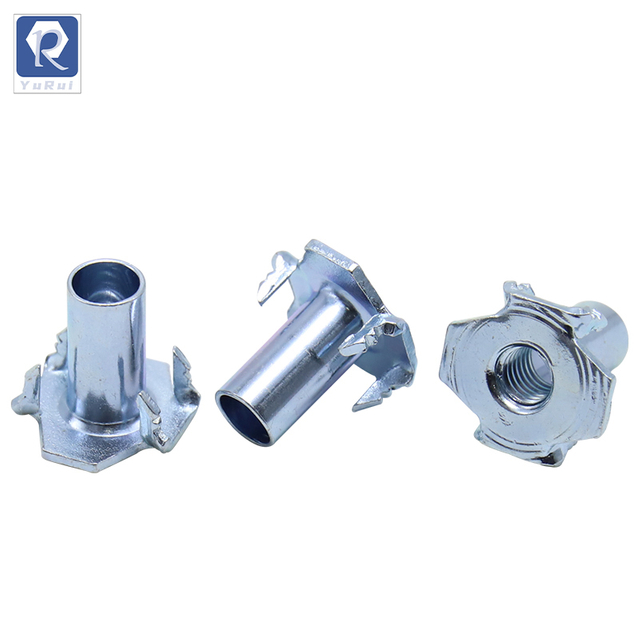Carbon steel white zinc nut, four-corner nut, wood anti-rust dropper thread insert, furniture T-shaped wood insert nut, eight-claw hook nut