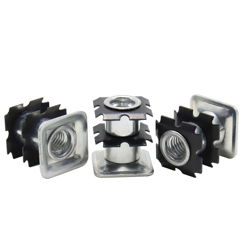 Square metal double star casters insertion, sunflower nuts, connecting nuts inside iron pipes, spring plate nuts
