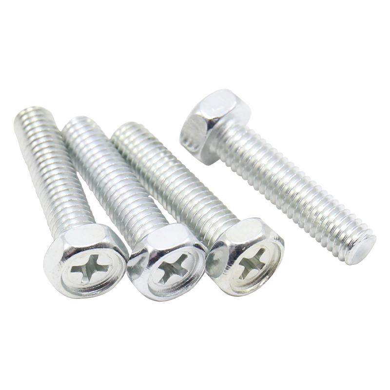 National standard blue and white galvanized hexagonal screws, full thread and half thread extended cross groove hexagonal bolts