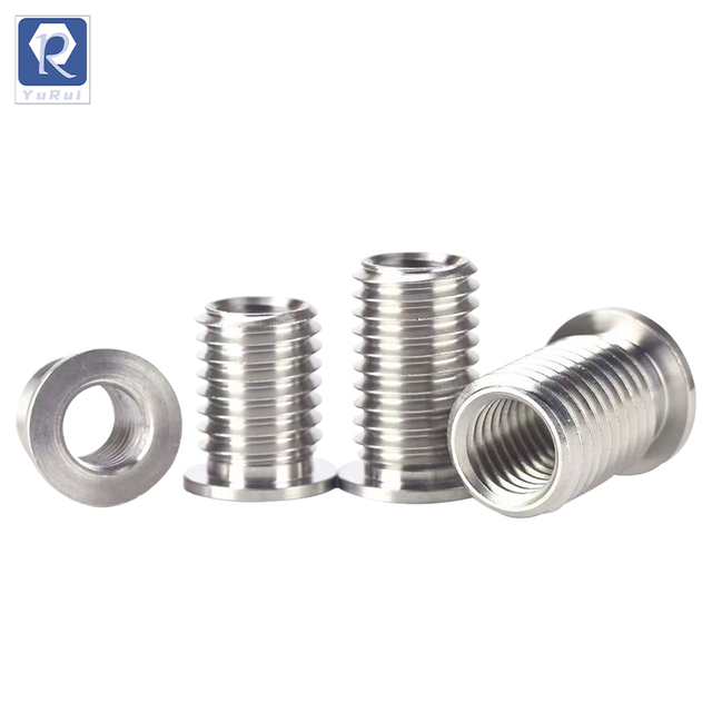 Stainless steel flange-type reducer conversion thread repair sleeve, internal and external thread conversion screw, flange cap insertion nut
