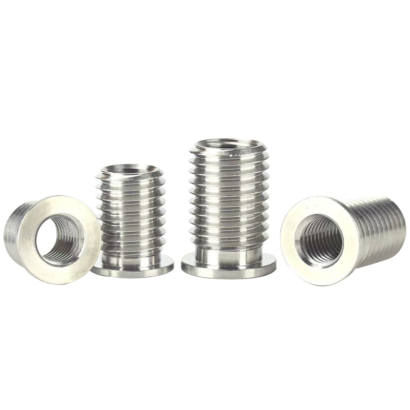 Stainless steel flange-type reducer conversion thread repair sleeve, internal and external thread conversion screw, flange cap insertion nut
