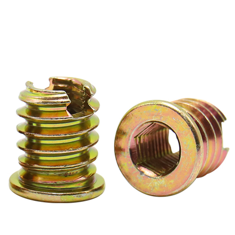 Furniture Nut. Bolt Fasteners for Woodworking Accessories Connectors M6 Hexagonal Drive Metal Insert Nuts. Slotted Wood Inserts The Nut