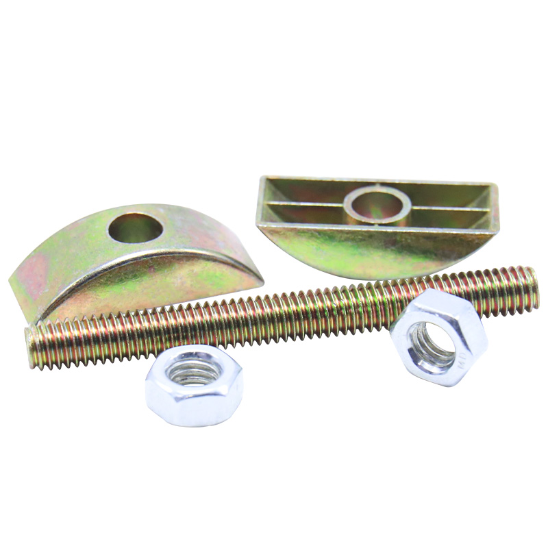 3-in-1 half-moon threaded rod connector, furniture fastening connector, panel furniture accessories, wardrobe table bed assembly bolts, nuts and washers