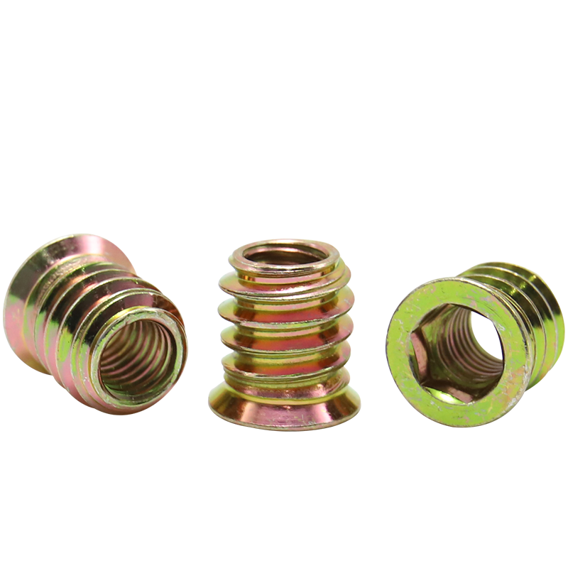 Furniture screw in nut Carbon steel galvanized hexagonal sleeve drive screw into nut, bolt fastener connector for furniture hardware fittings