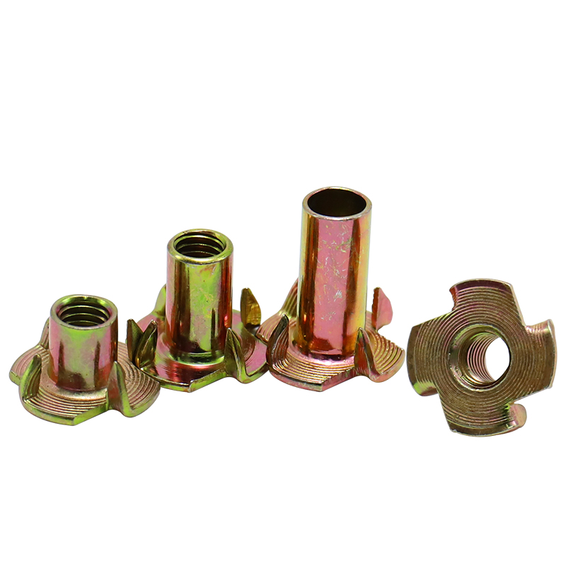 Four-pronged three-way T-nuts for screw-in fastener nuts for climbing walls and woodworking T-nuts Wood inserts