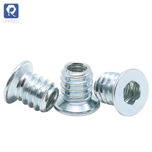 Carbon steel hexagonal sleeve nuts, embedded nuts for children's beds, furniture hardware accessories, embedded nuts for wooden furniture, large base flange hexagonal sleeve nuts