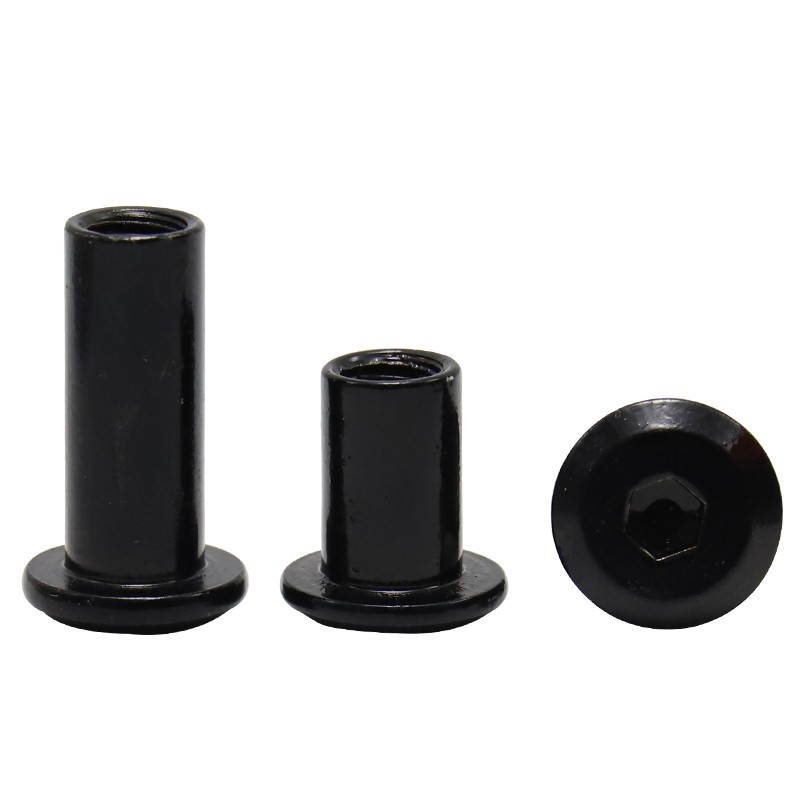 T-shaped Nuts, Connecting Nuts for Tables, Chairs and Bed Frames, Hex Socket Insert Nuts, Screw Column Sleeve Nuts, Black
