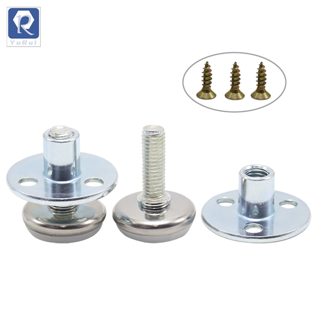 Furniture bed, table, chair, cabinet leg height-increasing foot pads, adjustable support silent foot pad screws, three-hole T-nut two-piece set combination