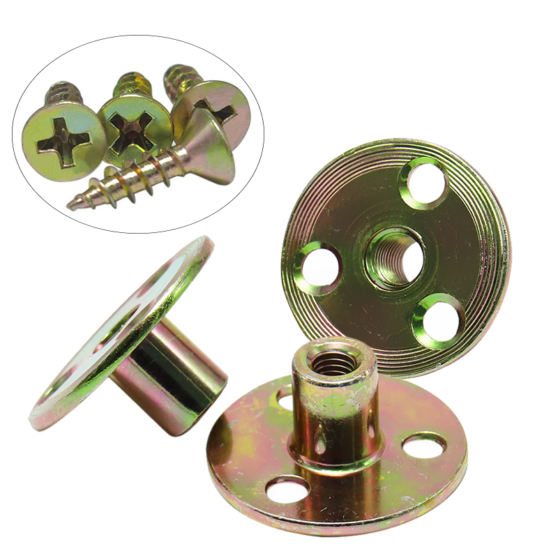 Furniture foot mounting plate sofa cabinet chair connecting plate with hanger bolt three-hole T-nut