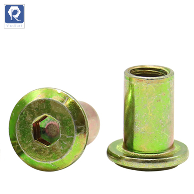 Flat-Head Barrel Nut, Furniture Joint Connection Nut, Lock Nut, Hex Socket Screw Rivet Insertion Nut