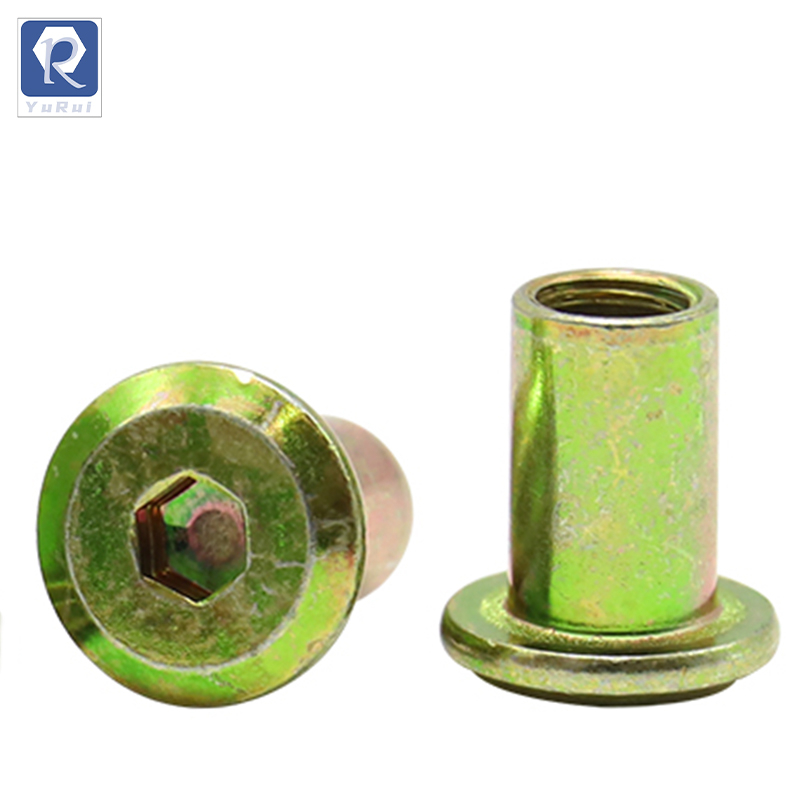 Flat-Head Barrel Nut, Furniture Joint Connection Nut, Lock Nut, Hex Socket Screw Rivet Insertion Nut