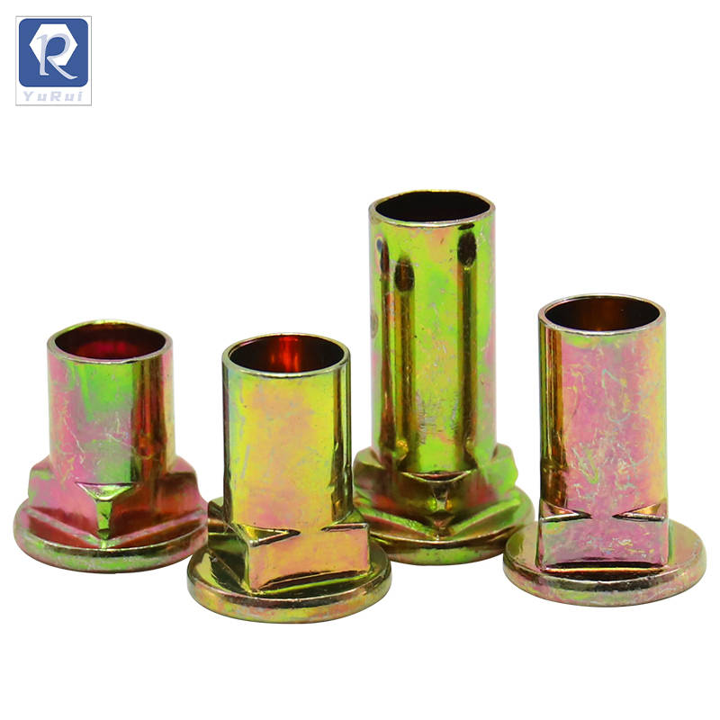 Metric rivet nut Carbon steel flat head threaded insert nut, countersunk knurled color galvanized nested rivet nut