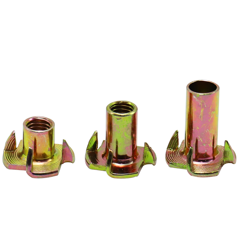 Four-pronged three-way T-nuts for screw-in fastener nuts for climbing walls and woodworking T-nuts Wood inserts