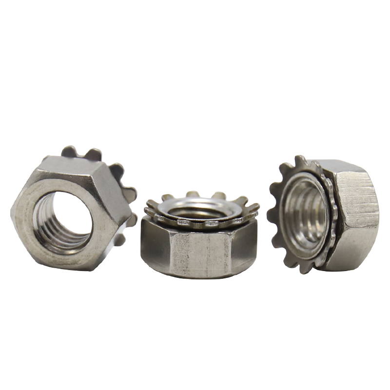 Galvanized carbon steel Keps nut, K-Lock Keps nut with outer toothed washer, Kep lock nut with hexagonal head