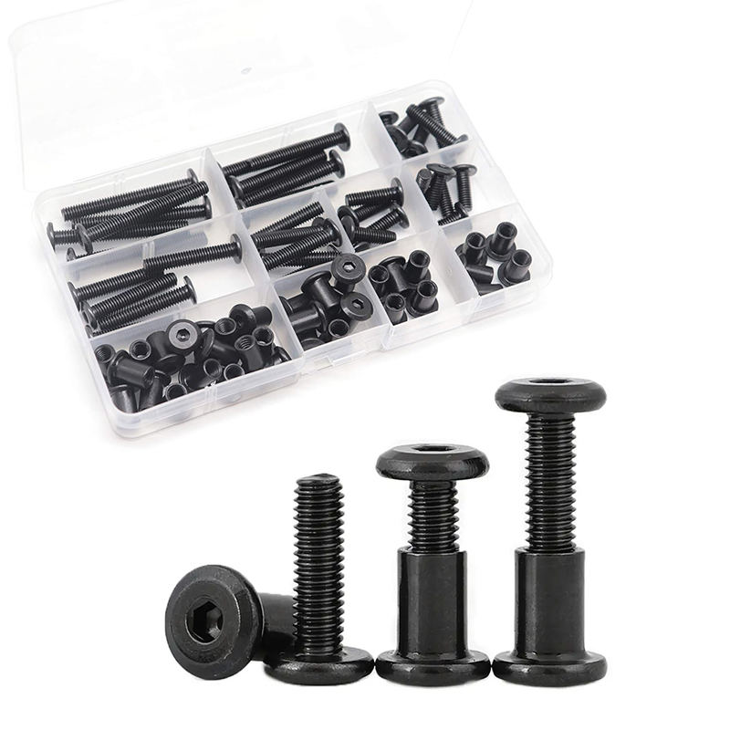 Hexagon socket drive, furniture bucket bolt combination bed frame bolt and nut kit, wooden sleeve cover bolt bucket nut kit