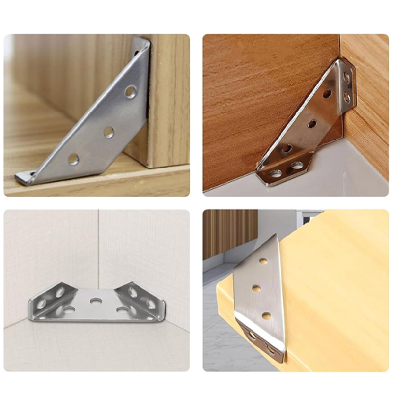 Universal corner code for table, chair and cabinet corner fasteners, connectors, wooden furniture shelves, supports, triangular stabilizers