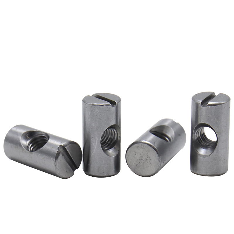 Non-electroplated bucket nuts, bucket cross pin slotted furniture nuts for beds, cribs and chairs, cross pin slotted nuts