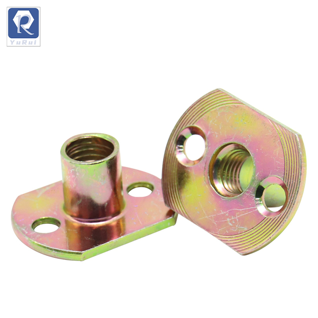 Edge-trimmed iron plate nuts, two-hole locking nuts, T-type nuts for furniture feet and sofa feet locking