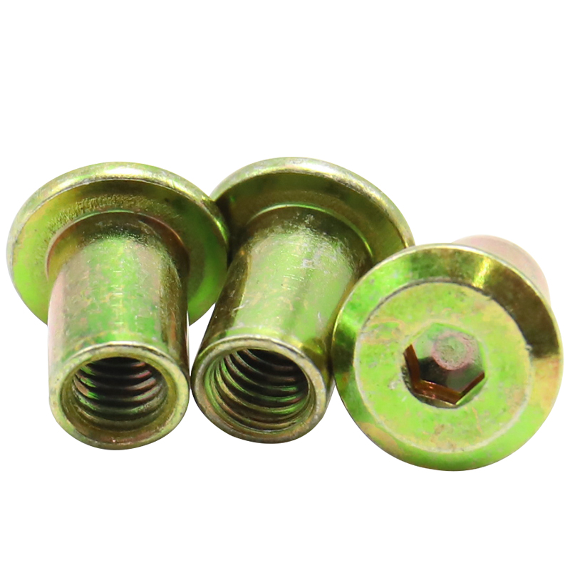 Flat-Head Barrel Nut, Furniture Joint Connection Nut, Lock Nut, Hex Socket Screw Rivet Insertion Nut