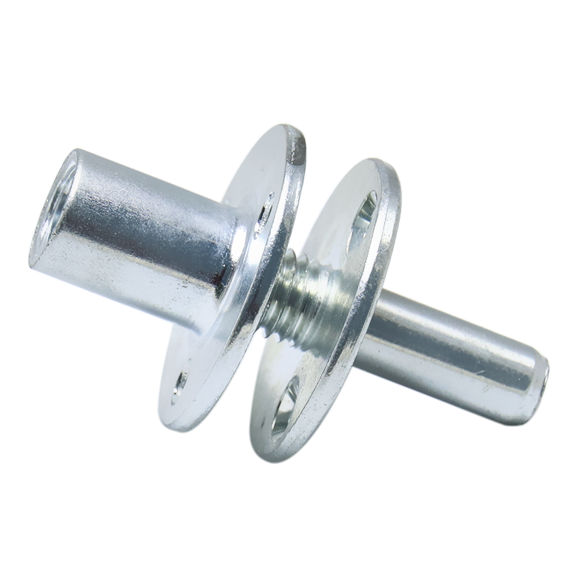 Three-hole T-nut Carbon steel round bottom screw-in butt nut, used for furniture hardware accessories, sofa post, bedpost lock connection T-nut, furniture hardware flange internal thread into the nut