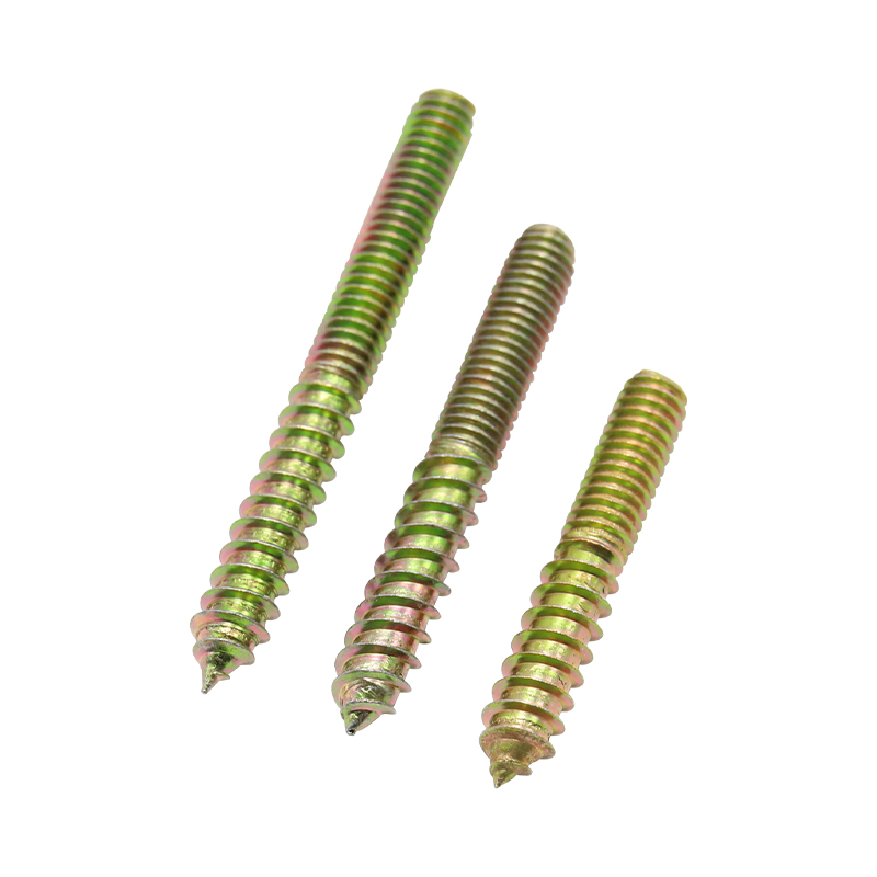 Carbon steel color zinc double head single sharp tail screw, furniture sofa staircase screw double head self-tapping wood screw, hanger bolt stud