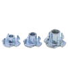 T-nut, galvanized carbon steel, claw nut for climbing jig, wood, cabinets, 4-pronged T-nut