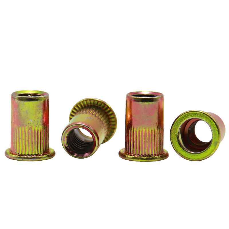 Insert nut with flat head thread, countersunk vertical rivet nut, carbon steel galvanized flat head vertical rivet nut