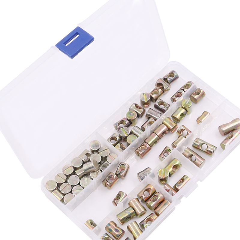 75 metric M6 barrel nuts, cross pin slot nuts, baby crib and chair furniture replacement hardware M6 X11mm / 12mm / 13mm / 15mm / 20mm nut kits for furniture