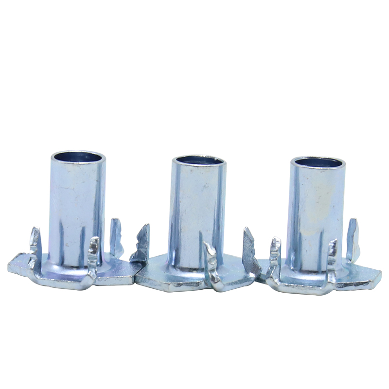 Carbon steel white zinc nut, four-corner nut, wood anti-rust dropper thread insert, furniture T-shaped wood insert nut, eight-claw hook nut