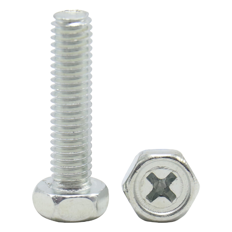National standard blue and white galvanized hexagonal screws, full thread and half thread extended cross groove hexagonal bolts