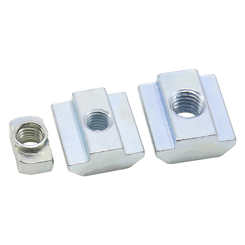 T-slot nuts made of carbon steel with galvanization, hardware sliding nuts, T-slot track accessories, hammer head fasteners