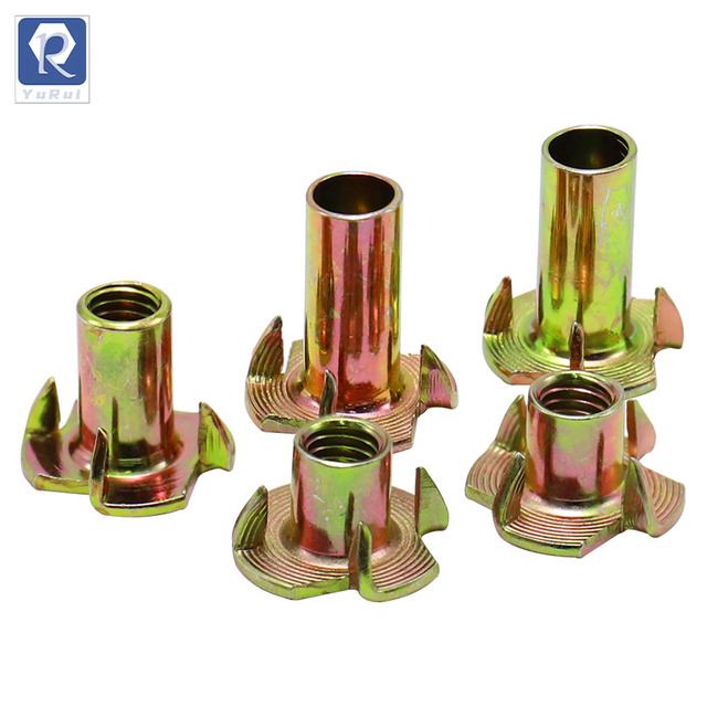 Four-pronged three-way T-nuts for screw-in fastener nuts for climbing walls and woodworking T-nuts Wood inserts