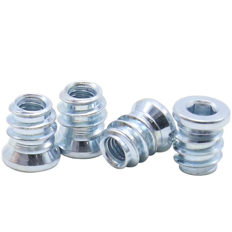 Carbon steel galvanized hex socket drive nut, pre-embedded connection nut for furniture hardware