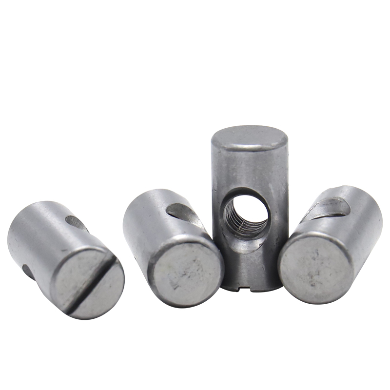 Non-electroplated bucket nuts, bucket cross pin slotted furniture nuts for beds, cribs and chairs, cross pin slotted nuts