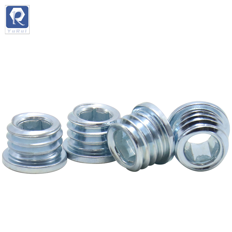 Embedded nuts for wooden furniture, flat-head hex socket nuts without threads, Angle sleeve drive screw inserts for wooden furniture nuts