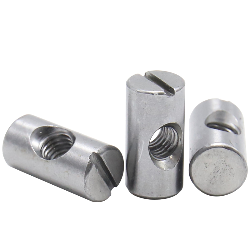 Non-electroplated bucket nuts, bucket cross pin slotted furniture nuts for beds, cribs and chairs, cross pin slotted nuts