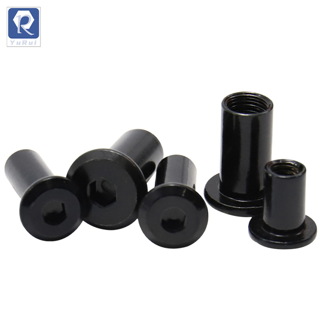 T-shaped Nuts, Connecting Nuts for Tables, Chairs and Bed Frames, Hex Socket Insert Nuts, Screw Column Sleeve Nuts, Black