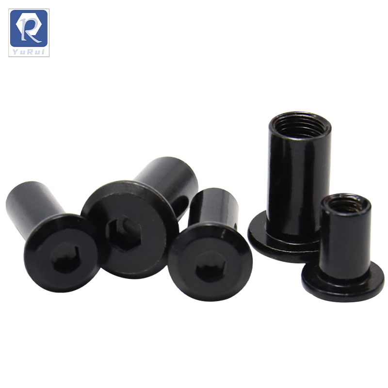 T-shaped Nuts, Connecting Nuts for Tables, Chairs and Bed Frames, Hex Socket Insert Nuts, Screw Column Sleeve Nuts, Black