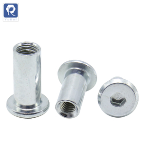 Hexagon socket screw rivet insert nut, flat head barrel nut cylindrical nut with internal thread, used for furniture installation locking screws or bolts