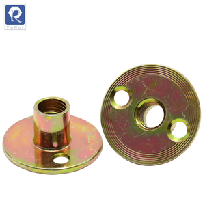 Three-way nut, galvanized carbon steel, wooden furniture, 2-hole round bottom screw-in T-shaped nut, furniture hardware flange internal thread insertion nut