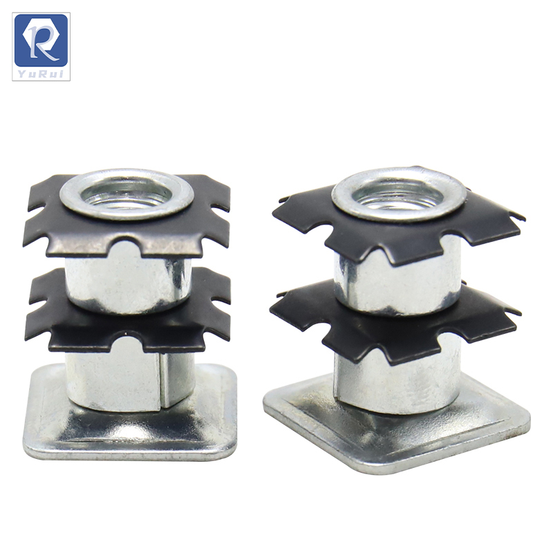 Square metal double star casters insertion, sunflower nuts, connecting nuts inside iron pipes, spring plate nuts