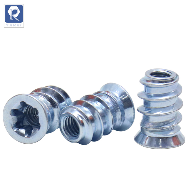 Threaded insert nuts, furniture nut screws, star drivers, solid wood embedded nuts, furniture pre-embedded nuts