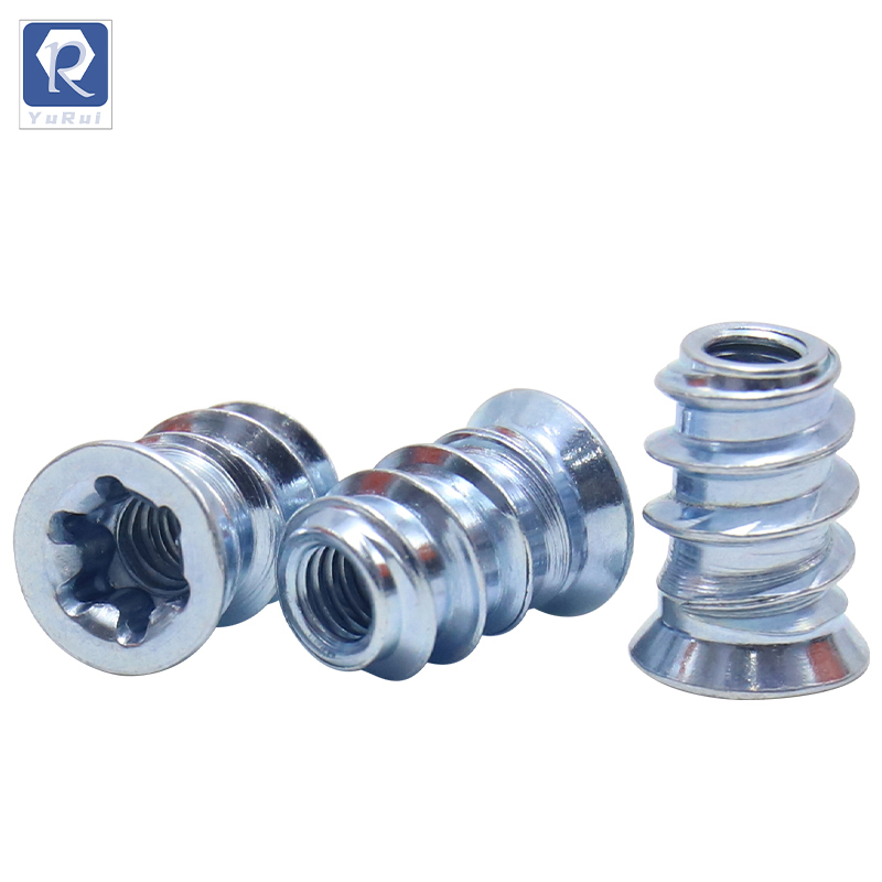 Threaded insert nuts, furniture nut screws, star drivers, solid wood embedded nuts, furniture pre-embedded nuts