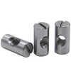 Non-electroplated bucket nuts, bucket cross pin slotted furniture nuts for beds, cribs and chairs, cross pin slotted nuts
