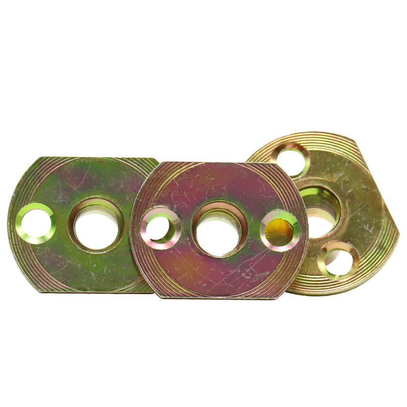 Edge-trimmed iron plate nuts, two-hole locking nuts, T-type nuts for furniture feet and sofa feet locking
