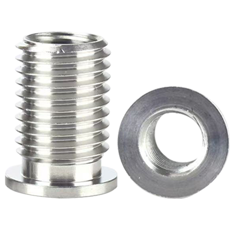 Stainless steel flange-type reducer conversion thread repair sleeve, internal and external thread conversion screw, flange cap insertion nut