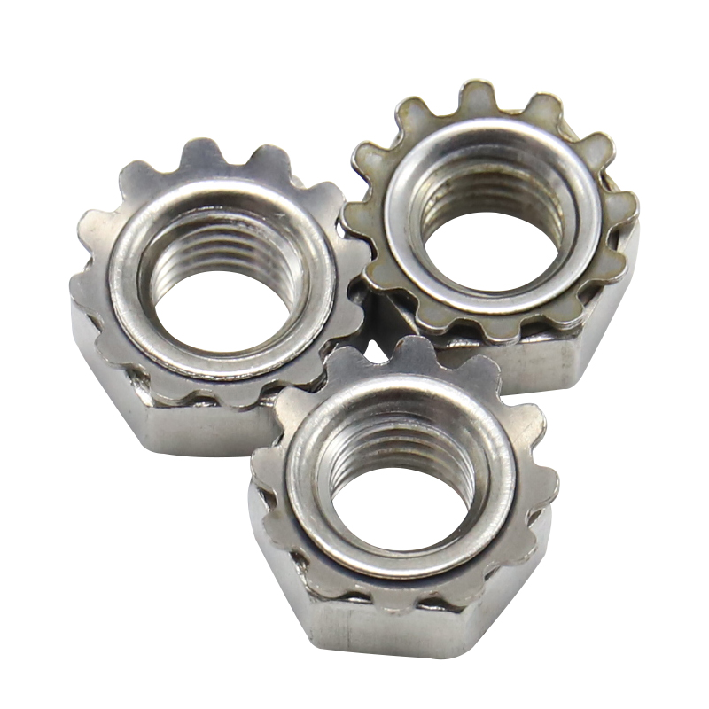 Galvanized carbon steel Keps nut, K-Lock Keps nut with outer toothed washer, Kep lock nut with hexagonal head