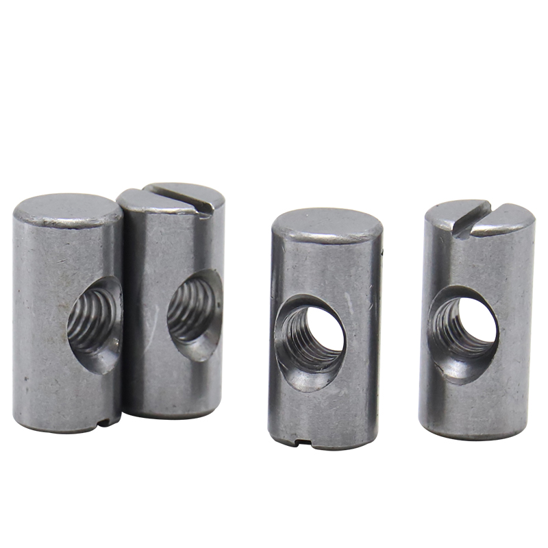 Non-electroplated bucket nuts, bucket cross pin slotted furniture nuts for beds, cribs and chairs, cross pin slotted nuts