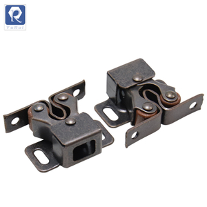 Roller spring cabinet furniture closet door lock latch, cabinet door roller lock buckle, double roller lock, brown copper color latch