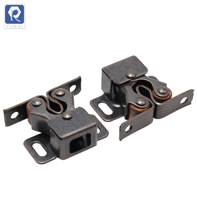 Roller spring cabinet furniture closet door lock latch, cabinet door roller lock buckle, double roller lock, brown copper color latch